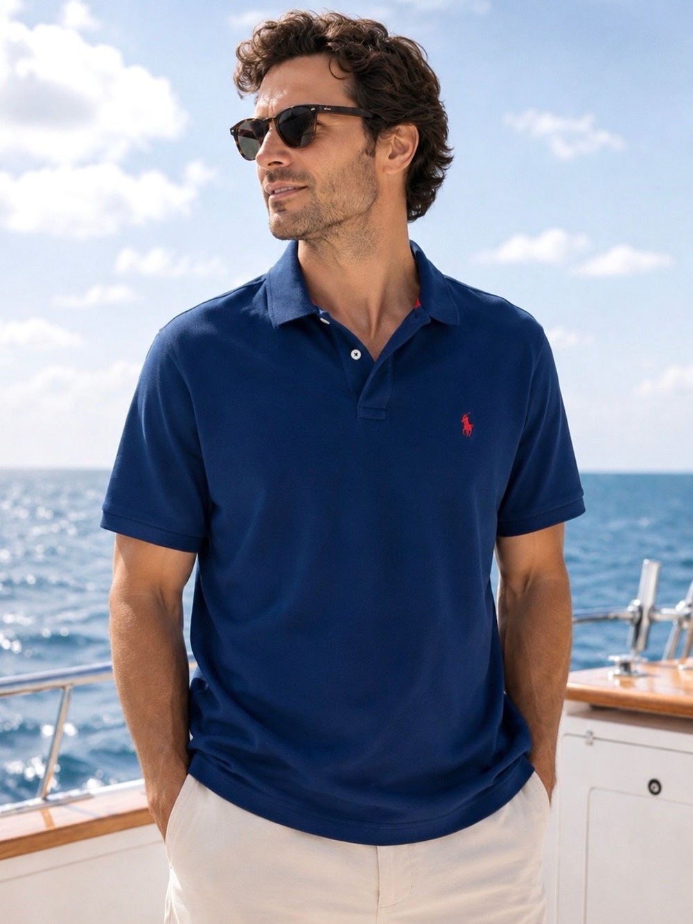US Polo Assn Mens XL Navy Blue 100% Cotton Short Sleeve Polo Shirt Red Logo